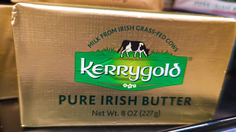 Close-up of a bar of Kerrygold butter