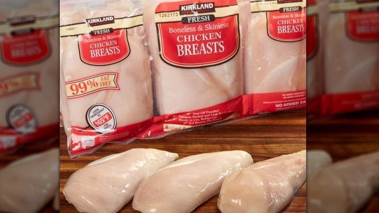 Packs of Kirkland Signature fresh boneless skinless chicken breasts