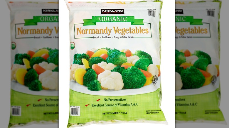 A bag of Kirkland Signature Organic Normandy Vegetable Blend
