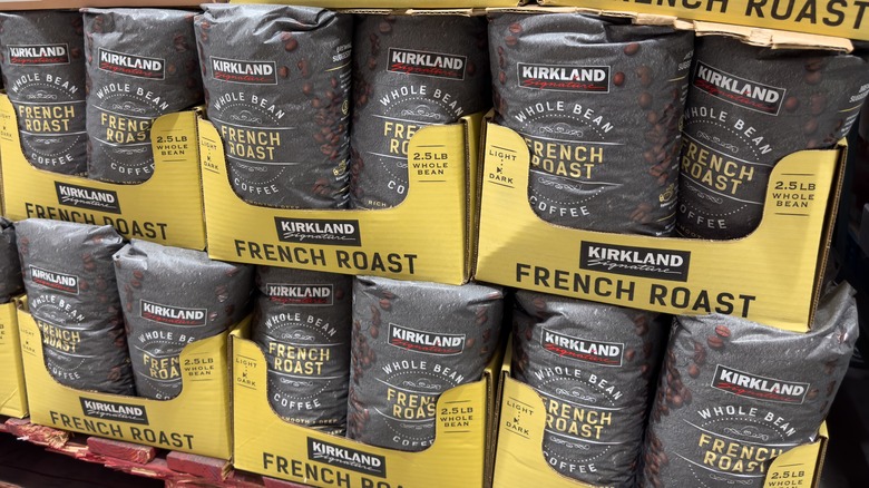 Kirkland Signature Whole Bean French Roast Coffee at a Costco store