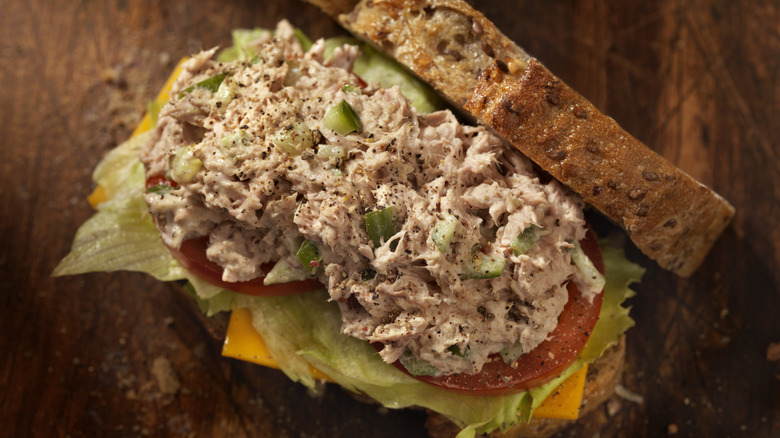 tuna salad sandwich with tomatoes