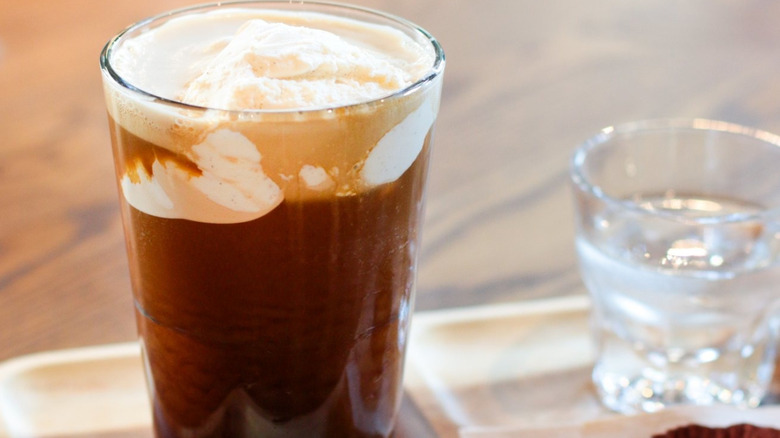 Glass of cold brew with ice cream