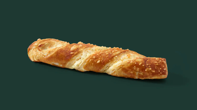 Starbucks twisted pastry on green background