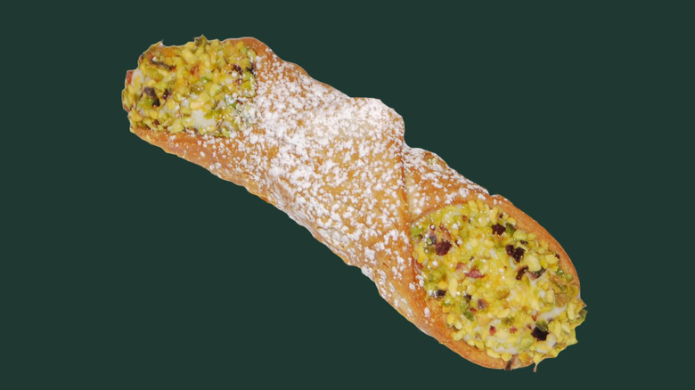 Starbucks cannoli on green background