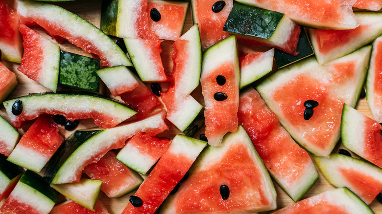 Leftover watermelon rinds and pieces
