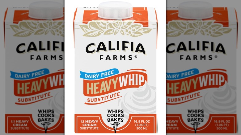A carton of Califia Farms heavy whipping cream