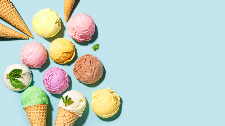 ice cream scoops with cones