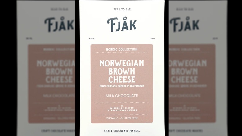 A bar of Fjåk's Norwegian brown cheese