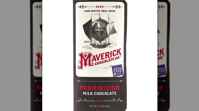 A bar of Maverick Chocolate's Prohibition milk chocolate