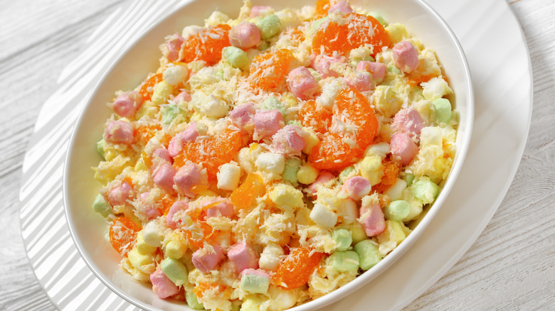 A bowl of ambrosia salad
