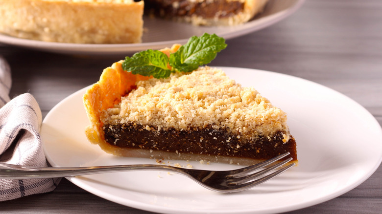 A serving of distinctive American dessert Shoofly pie
