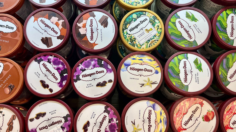 selection of Haagen-Dazs ice cream in freezer