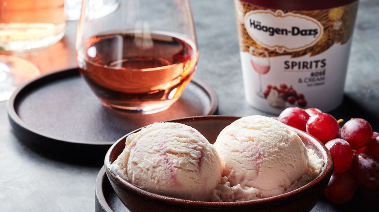 Bowl with two scoops of Häagen-Dazs Rose & Cream ice cream