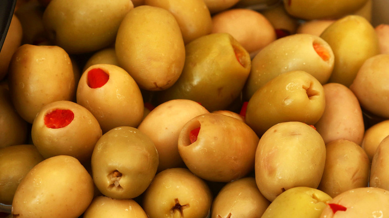 Spanish olives also known as Manzanilla or 'the martini olive' at the green market