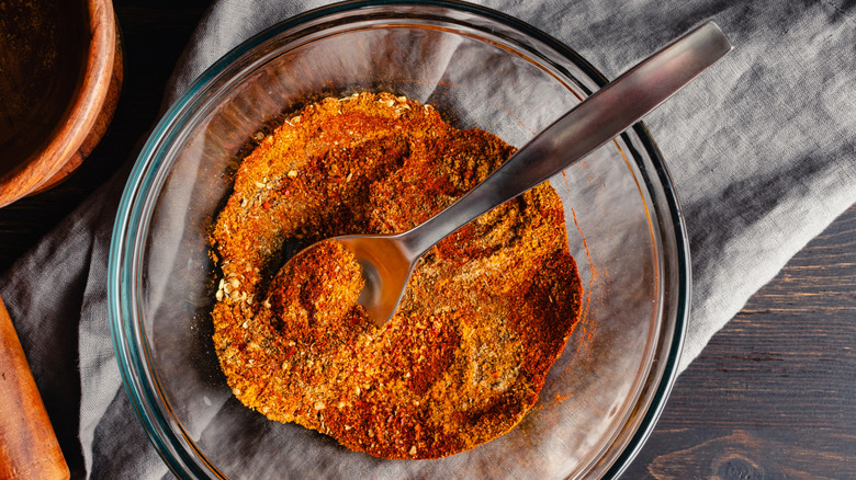 A close up of a bowl of berbere spice mix