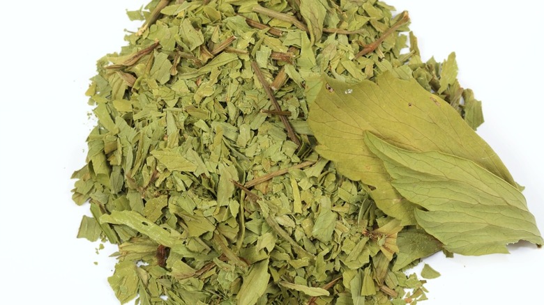 Dried lovage on a white background