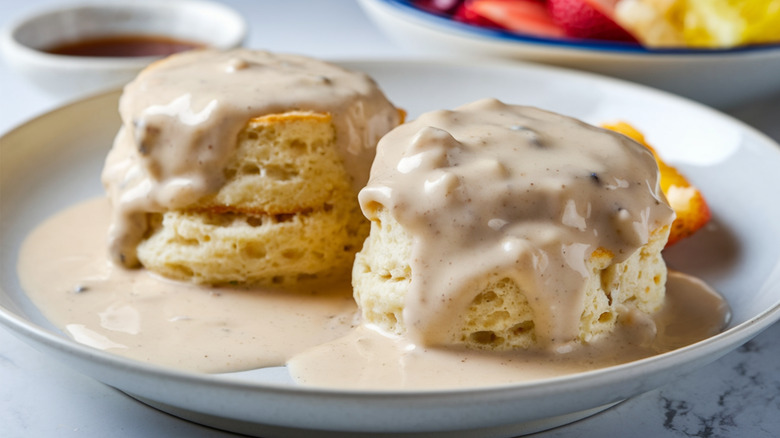 A plate of biscuits and gravy