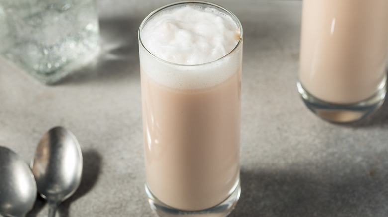 A glass of egg cream
