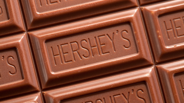 An extreme close-up of Hershey's chocolate