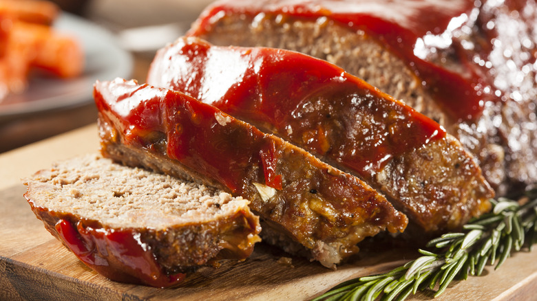 A close-up of a home-made meatloaf