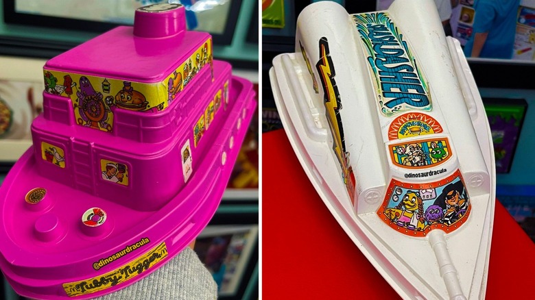 Two boats from McDonald's Ship Shape Happy Meal containers