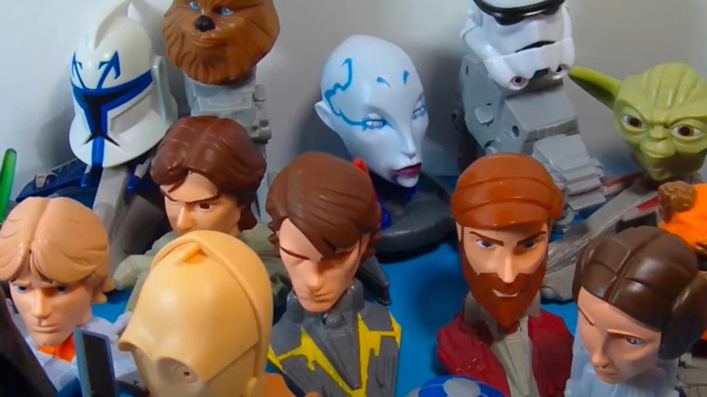 A close-up of "Star Wars: The Clone Wars" Happy Meal toys