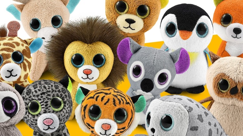 A close up of several Teenie Beanie Babies