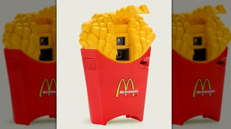 A McDonald's fries camera on a white background