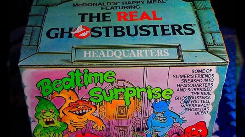 A close-up of a The Real Ghostbusters Happy Meal box