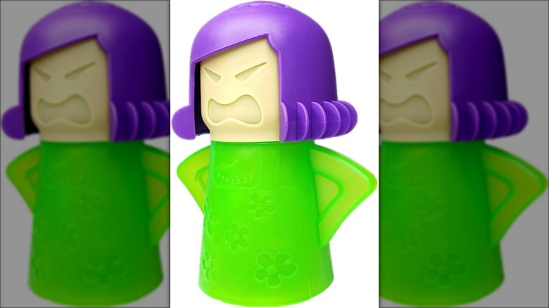 angry mama microwave cleaner in purple and green
