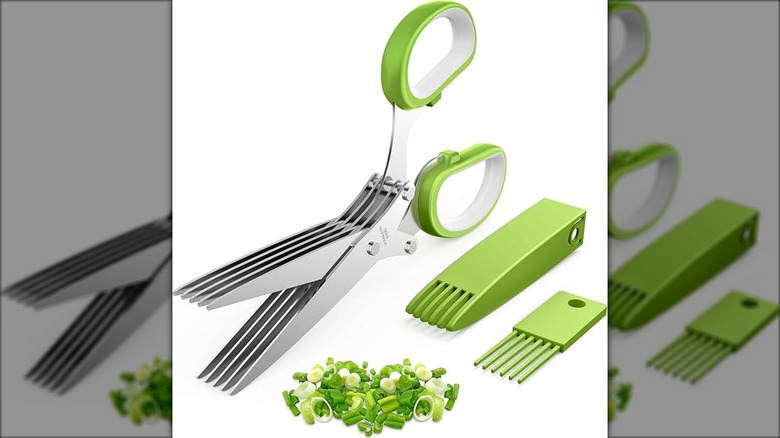 herb scissors with green handle