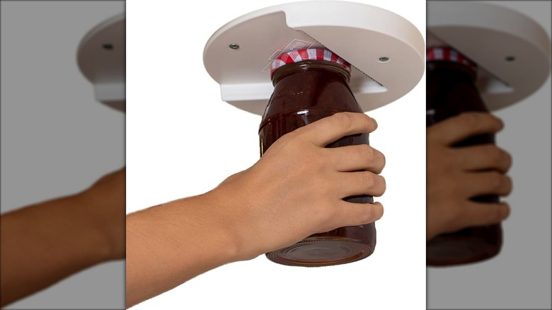under-cabinet jar opener with hand