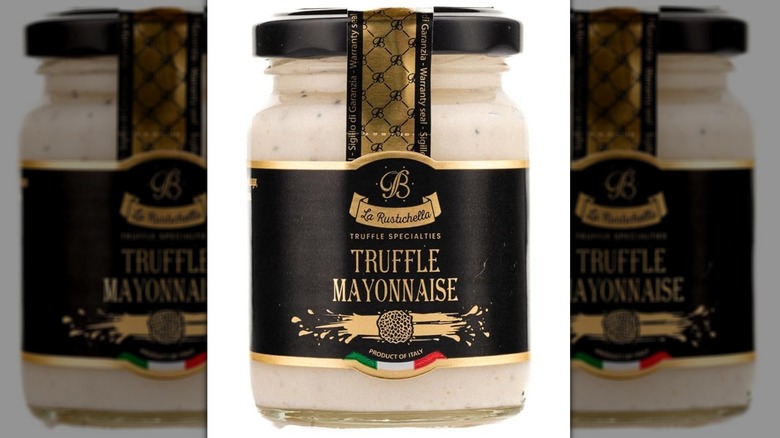 A jar of La Rustichella Black Truffle Mayonnaise