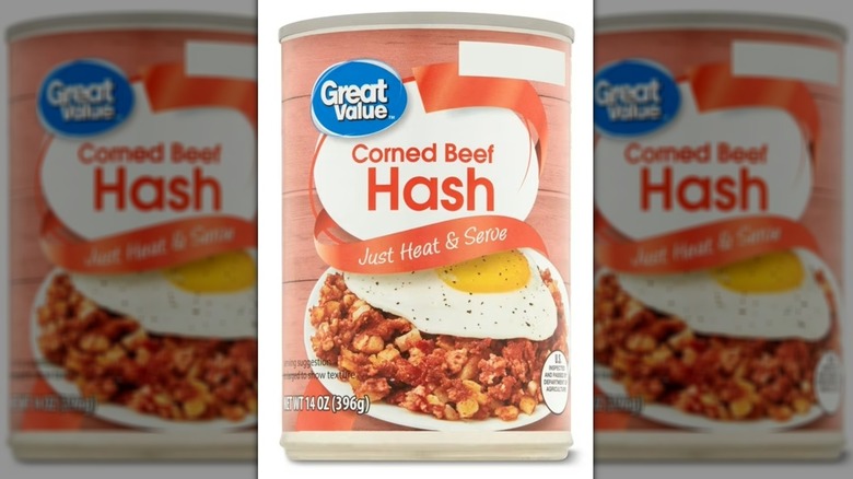 A can of Walmart's Great Value Corned Beef Hash