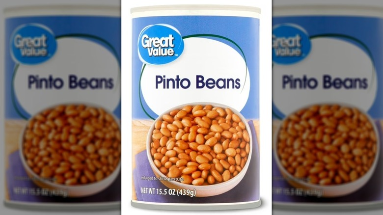 A can of Walmart's Great Value Pinto Beans