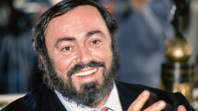 A close-up of Luciano Pavarotti