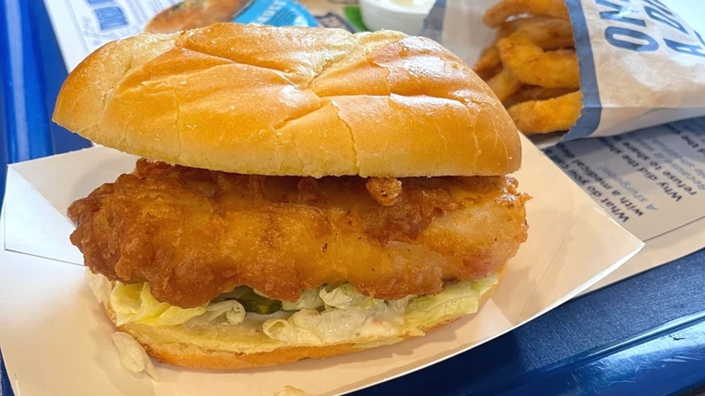 culver's north atlantic cod sandwich closeup