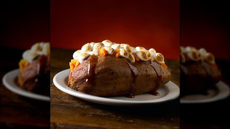 loaded sweet potato on dish