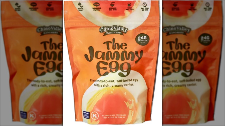 orange bag of jammy soft-boiled eggs