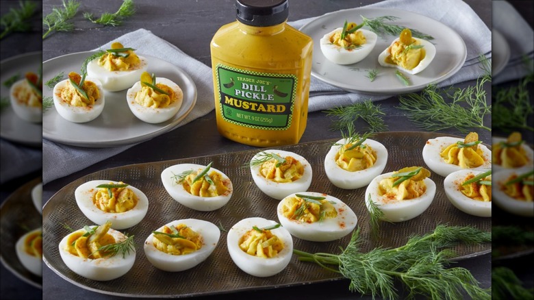 trader joe's pickle mustard with deviled eggs