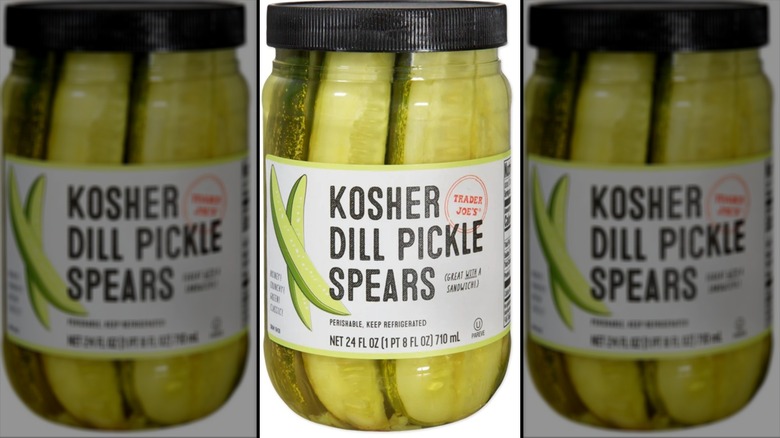 dill pickle spears in glass jar
