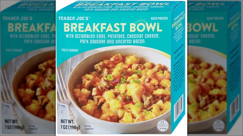 frozen breakfast meal in blue box