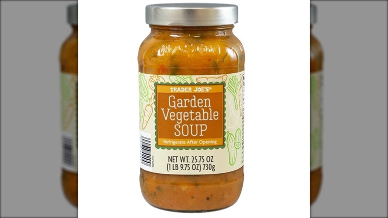 glass jar of garden veggie soup
