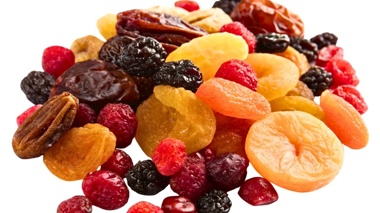 dried fruits against white background