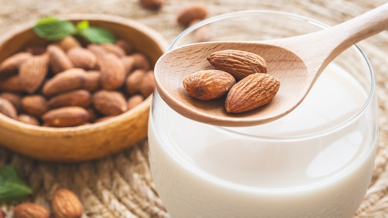 almond milk with whole almonds