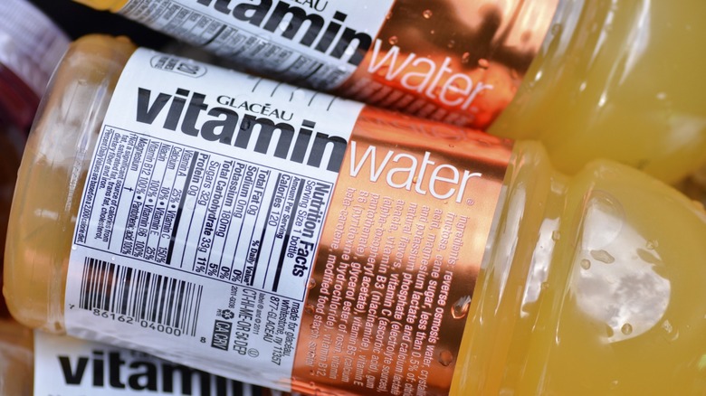 side view of glaceau vitamin water bottles