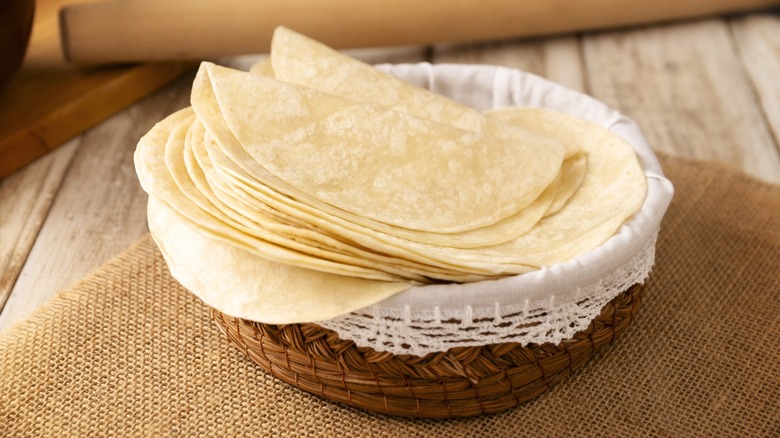 flour tortillas in basket