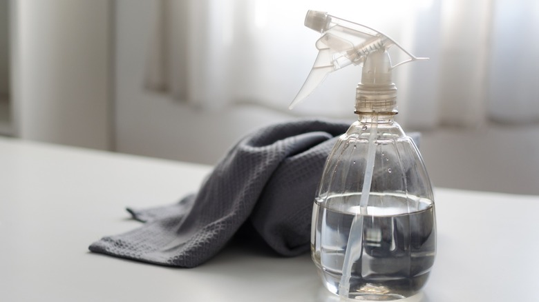 vinegar spray with cloth