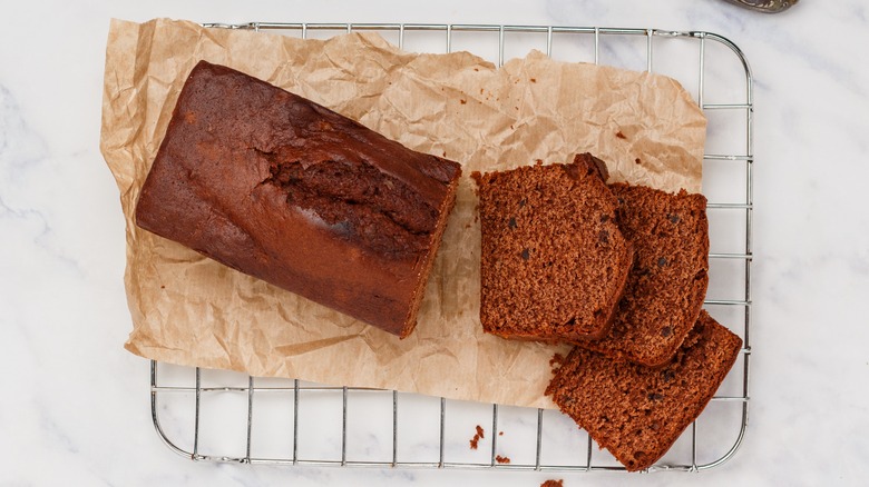 sliced loaf of banana bread