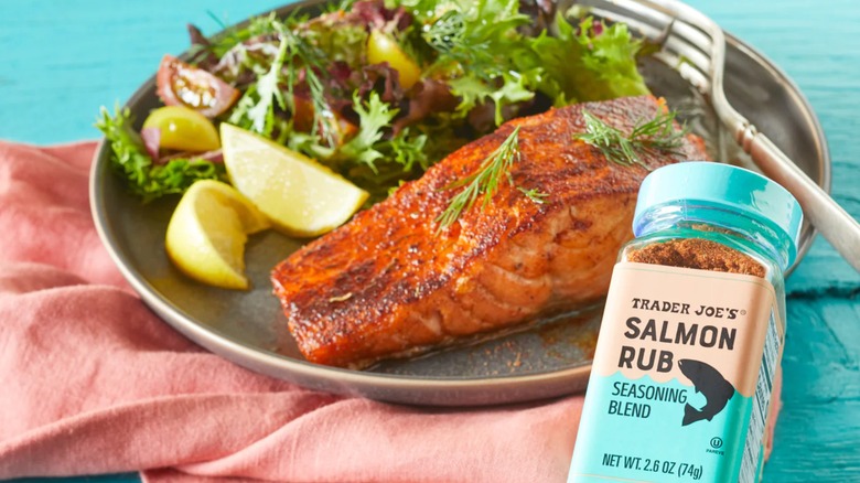 trader joe's seasoning blend on fish with greens